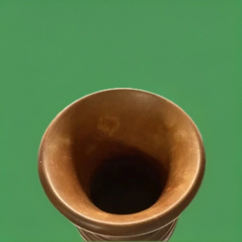 Vintage Turned &‎ Hand-Carved Wooden Vase - Crafted in Haiti - Signed